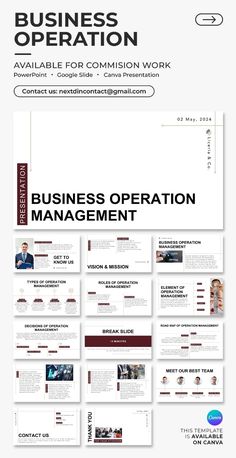 the business powerpoint presentation is shown in red and white