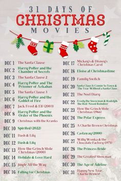 Movie For Christmas, Christmas Movies Ideas, Movies To Watch List Christmas, 31 Christmas Movies, Movie Night Ideas Christmas, Movies To Watch In December, 24 Christmas Movies, Best Xmas Movies, Christmas List Movie