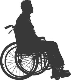 a man in a wheelchair silhouetted against a white background