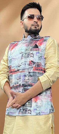 Multicolor color Nehru Jacket in Silk fabric with Embroidered, Sequence, Thread work Nehru Jacket, Sequence Work, Nehru Jackets, Thread Work, Black Friday Sale, Silk Fabric, Party Wear, Thread, Silk