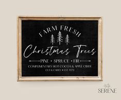 farm fresh christmas trees sign hanging on the wall