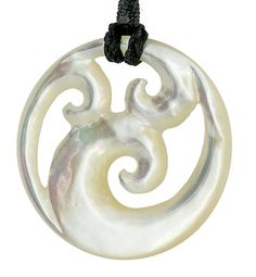 Beautifully hand carved and finished on both sides. Size: 3.8cm (38mm) (1.5") Approximate diameterComes on a one size fits all, adjustable, hand-braided cord.Nacre (Nay-Ker) is the substance found inside a variety of mollusks, to include the pearl oyster, from which pearls are formed...aka mother-of-pearl.The koru spiral represents the uncurling fern frond, opening up bringing new life and purity into the world. It is a symbol of peace, tranquility, harmony and new beginnings.Typically, items ar White Adjustable Spiral Jewelry, Adjustable White Spiral Jewelry, Unique Carved White Necklace, Unique White Carved Necklace, Artisan Carved White Necklace, White Carved Pendant Necklace, White Carved Pendant Necklaces, Handmade White Spiral Necklaces, White Carved Round Pendant Jewelry