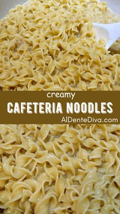 creamy cafeteria noodles are ready to be eaten in the oven and served on a plate