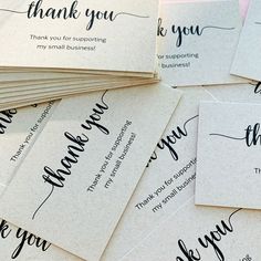 many thank you cards are stacked on top of each other