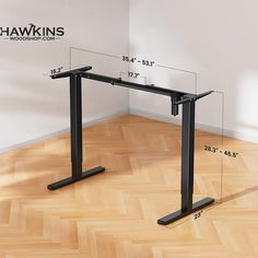 an image of a standing desk with measurements on the wall and floor next to it