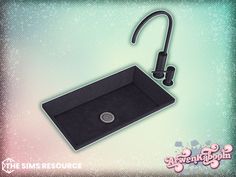 a black sink with a faucet on the side and an overflowing faucet