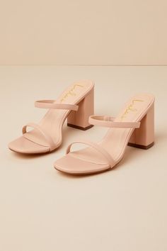 Easily elevate any outfit with the Lulus Ariellie Light Nude High Heel Sandals! Sleek vegan leather shapes these trendy heels that have an open-toe upper and slide-on design that's accented by slender straps at the toe and vamp. Chunky block heel makes these the perfect all-day sandal! 3. 5" wrapped block heel. Cushioned insole. Rubber sole has nonskid markings. All vegan friendly, man made materials. Imported. Lulus | Ariellie Light Nude High Heel Sandal Heels | Beige | Vegan Friendly. Spring Open Toe Block Heels For Date Night, Open Toe Heels For Date Night, Open Toe Sandals With Stacked Heel For Date Night, Open Toe Sandals With Padded Heel For Date Night, Sandals With Padded Open Toe For Date Night, Summer Double Strap Heels With Sculpted Heel, Date Night Open Toe Block Heels With Padded Heel, Spring Double Strap Heels With Sculpted Heel, Synthetic Open Toe Sandals For Date Night