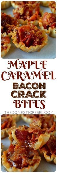 Maple Caramel Bacon Crack Bites: bite-sized morsels of heaven filled with crispy, smoky bacon, sweet brown sugar and sticky, syrupy maple syrup. Only four easy ingredients.