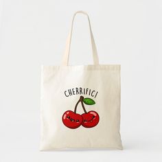 Cherrific Cute Red Cherry Fruit Pun Tote Bag Color: Natural. Gender: unisex. Age Group: adult. Eco-friendly Red Everyday Bag, Eco-friendly Red Canvas Bag As Gift, Eco-friendly Red Bags For Everyday Use, Eco-friendly Red Bag For Everyday Use, Cute Red Bags For Everyday Use, Cute Natural Rectangular Bags, Cute Natural Color Bags For Everyday Use, Cute Rectangular Natural Color Bag, Trendy Natural Color Bags For Gifts