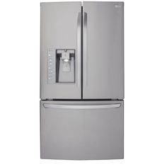 a refrigerator with measurements for the door and handle