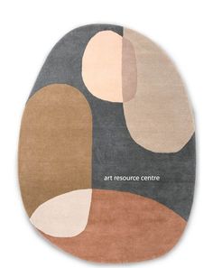 a round rug with an abstract design on the front and back of it that says art resources centre