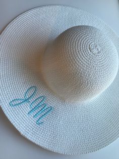 "Talk about a statement. These floppy hats are perfect for beach, pool or picnic. Keep yourself protected from the sun in style! Many different colors to choose from to personalize your look. 7 colors to choose from- embroidered with your choice of font and thread color. Details: Paper Blend Approximately 22\" Around the Head Brim Width: 5\" Please leave the following in personalization section at checkout: 1. Initials in the exact order they will be embroidered from L to R Female monogram= firs Canvas Laundry Bag, Floppy Hats, Bridesmaid Getting Ready, Wedding Hat, Funny Hats, Mesh Hat, Wedding Hats, Beach Hat, Beach Pool