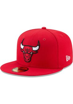 the chicago bulls new era 59fifty fitted - back hat is shown in red