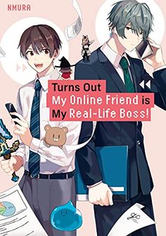 two men in suits and ties standing next to each other with text that reads turns out my online friend is my real - life boss