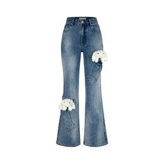 13De Marzo Doozoo Denim Bow Jeans Blue Size Chart ( in CM ) Waist Hip Length S 69 94 106 M 73 98 108 L 77 102 110 Bow Jeans, Denim Bows, Airport Outfits, Suit Pant, Skirt Socks, Airport Outfit, Female Fashion, Hoodie Dress, Hip Length