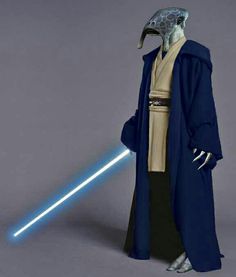 a star wars character with a light saber in his hand and a mask on it's head