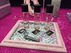 What a pretty way to use a picture frame.  Add fabric or paper under the glass (change as often as you want) and place on your vanity top, dresser or wherever you need a dash of prettiness. Mary Kay Table Display Vendor Events, Mary Kay Vendor Booth Display Ideas, Mary Kay Vendor Booth Ideas, Mary Kay Vendor Table Ideas, Mary Kay Display, Mary Kay Open House, Vendor Ideas