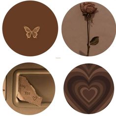 four different images with hearts and flowers in the middle one has a butterfly on it