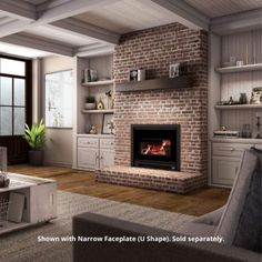 Osburn Inspire 2000 Wood Insert with Heat Activated Variable Speed Blower (176 CFM) Wood Fireplace Insert, Wood Fireplace Inserts, Fireplace Walls, Red Brick Fireplaces, Brick Fireplaces, Brick Fireplace Makeover, Fireplace Built Ins, Wood Insert, Fireplace Insert