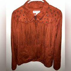 Reposhing This Item I Purchased From @Alerojop22. Loved It, But It Doesn't Fit Me I Would Trade For An Xl Too! Item Is In New Without Tags Condition. Pockets Are Still Sewed And It Was Never Worn. Questions? Leave A Comment Below! Long-sleeved Rust Outerwear For Winter, Rust Long Sleeve Outerwear For Fall, Dkny Bag, Fringe Jacket, Brown Orange, Womens Maxi Dresses, Maxi Dresses, Jackets & Coats, Jackets For Women