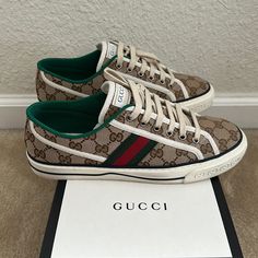 Gucci Beige Tennis Casual Shoe Mint Condition Worn Once Have A Cards , Extra Set Of Laces , Shoes Bags For Each And Box Price Is Firm Sold As Is Euro Size 40 Us Size 10 Laces Shoes, Shoes Gucci, Casual Shoe, Gucci Shoes, Womens Shoes Sneakers, Mint Condition, Casual Shoes, Tennis, Shoes Sneakers