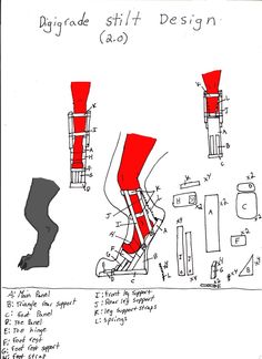 a drawing of a red chair and foot rest