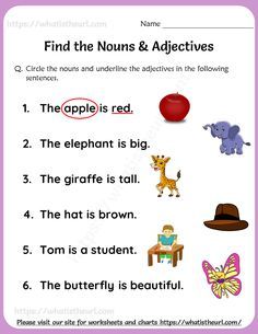 a worksheet with an image of the words and pictures in english for children