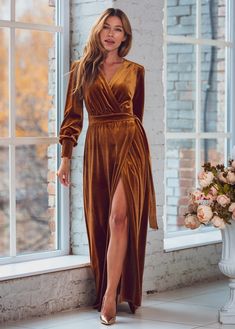 Gold Velvet Long Wrap Dress Bridesmaid Velvet Dress Wedding | Etsy Robe Bridesmaids, Velvet Bridesmaid Dress, Infinity Dress Bridesmaid, Velvet Bridesmaid, Wrap Dress Bridesmaid, Long Wrap Dress, Velvet Evening Dress, Fall Bridesmaid Dresses, Velvet Prom Dress