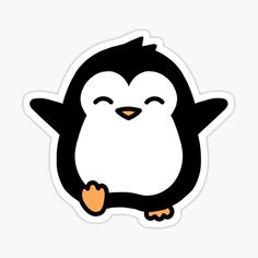 a black and white penguin sticker with an orange spot on it's chest