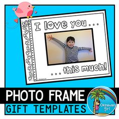 a photo frame with the words i love you, this much and a bird on it