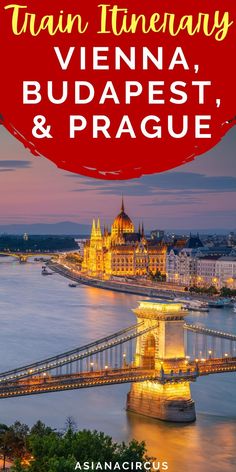 the danube and prague bridge with text overlaying it