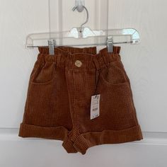 New With Tags Cute Cotton Bottoms For Fall, Brown Cotton Shorts For Fall, Trendy Brown Cotton Shorts, Cute Brown Bottoms For Spring, Cute Brown Spring Bottoms, Trendy Zara Cotton Shorts, Brown Cotton Bottoms By Zara, Zara Brown Cotton Bottoms, Zara Brown Short Bottoms