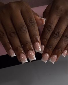 White French Tips, Colored Acrylic Nails, French Acrylic Nails, Acrylic Nails Coffin Pink