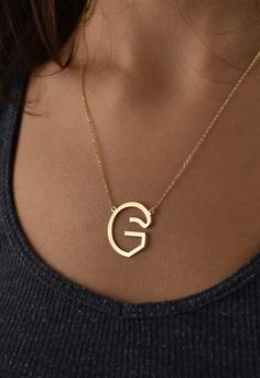 14K Solid Gold Large Personalized Initial Necklace, Letter Necklace, Custom Necklace, Valentine Gift, Engrave Gold, Rose Gold Gift for Her #charmnecklace #choker #personalizednecklace #customnecklace #necklace #personalizedjewelry #customjewelry #pendant #birthdaygift #valentinedaygift #giftforher #namenecklace #initialnecklace #letternecklace #danglenecklace Gold Letter Jewelry With Initials, Gold Initial Letter Necklace For Valentine's Day, Gold Initial Necklace For Mother's Day Birthday, Gold Letter Charm Necklaces For Birthday Gift, Gold Letter Charm Necklace For Birthday, Gold Initial Necklace For Birthday Gift, Gold Clavicle Chain Name Necklace For Birthday, Gold Monogram Necklace For Birthday Gift, Gold Jewelry With Clavicle Chain In Letter Shape