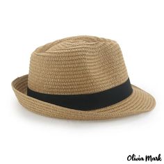 Olivia Mark - One-time molding Panama straw hat casual classic beach paper braided volume brim small bowler hat