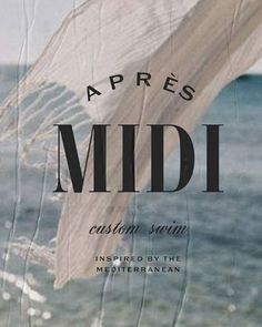 an image of the ocean with text that reads appress midsium, inspired by the mediterranean