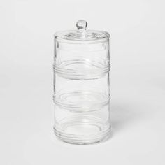 three tiered glass jar with lid