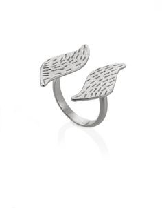 "Two sculpted, curvy wings crown your finger to create this open top ring. An original design, looks both delicate and still a statement piece on your hand. - Available in sterling silver or gold plated silver, nickel free - Each wing measures about 1 inch long and 0.25 inches wide - Packed in a lovely gift box ready to give as a gift - Ships within 3 business days ############Please state your ring size in the comment to seller.############### You can adjust it by opening or closing the wings t Angel Wings Ring, Open Ring Gold, Wings Ring, Wing Ring, Angel Wing Ring, Angel Ring, Edgy Earrings, Gold Angel Wings, Ear Jacket Earring