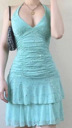 Glitter Mini Dress, One Shoulder Prom Dress, Short Party Dress, Sequin Prom Dresses, 2000s Fashion Outfits, Vintage Short, Vestidos Vintage, Green Glitter, Hoco Dresses