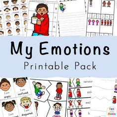 the printable worksheet for emotions and feelings is shown with text that reads my emotions