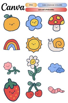 an image of some stickers with different things on the top and bottom half of it