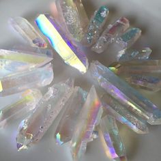 Angel Aura Quartz Natural Points - 50 grams in an organza pouch - Heavenly Crystals Online Angel Colors, Rainbow Angel, Pink Aura Quartz, Video Collage, Angel Crystal, Angel Spirit, Rainbow Aura Quartz, Angel Guide, Selenite Wands