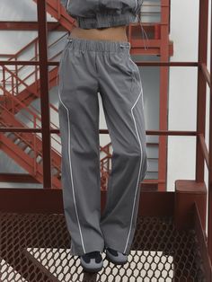 Loose nylon trousers with contrasting stripes :: LICHI - Online fashion store Workout Fits, Track Suit, Sport Style, Online Fashion Store, Online Fashion Stores, Unique Items, Wide Waistband, Sport Fashion, Online Fashion