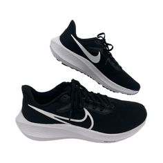 Step Into Style And Superior Comfort With The Nike Black White Air Zoom Pegasus Athletic Shoes. Perfect For The Woman On-The-Go, Whether You're Hitting The Gym Or Just Running Errands, These Shoes Will Keep You Looking Chic And Feeling Fabulous. With Their Sleek Black And White Design, They're Sure To Match Any Outfit. Who Says Athletic Can't Be Stylish? Not Nike, And Certainly Not You When You're Sporting These Snazzy Shoes! Features: - Crafted From High-Quality Textile Material For Durability Nike Shoes Gym, Shoes Nike Black, Nikes Womens, Popular Nike Shoes, Light Pink Sneakers, Nike Golf Shoes, White Athletic Shoes, Black Casual Shoes, Xmas Wishlist