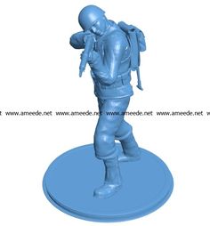 a plastic figurine of a man with a backpack