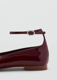 Patent leather-effect ballet flats - Woman | MANGO USA Daily Shoes, Womens Ballet Flats, Ankle Bracelet, Ankle Bracelets, Flat Shoes Women, Ballet Flats, Patent Leather, Poland, Shoes Flats