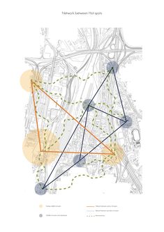 a map with lines and dots on it that show the locations of various areas in which there is no traffic