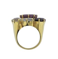 H. Stern Diane Von Furstenberg Harmony Multicolor Gemstone Gold Ring - Oak Gem Luxury Multicolor Amethyst Ring For Formal Occasions, Multicolor Luxury Amethyst Ring For Formal Occasions, Luxury Yellow Gold Crystal Ring With Gemstone, Designer Multi-stone Rings For Formal Occasions, Designer Oval Gemstone Rings, Luxury Rings With Stones, Luxury Yellow Gold Rings With Stones, Luxury Yellow Gold Multi-stone Cluster Ring, Yellow Gold Multi-stone Ruby Ring