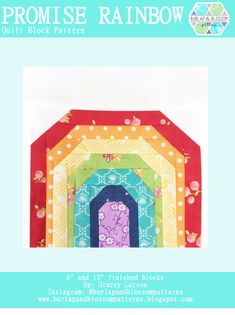 an image of a rainbow quilt block with the words, promise rainbow on it