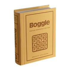 a book that is open on top of a white surface with the words boggle written in it